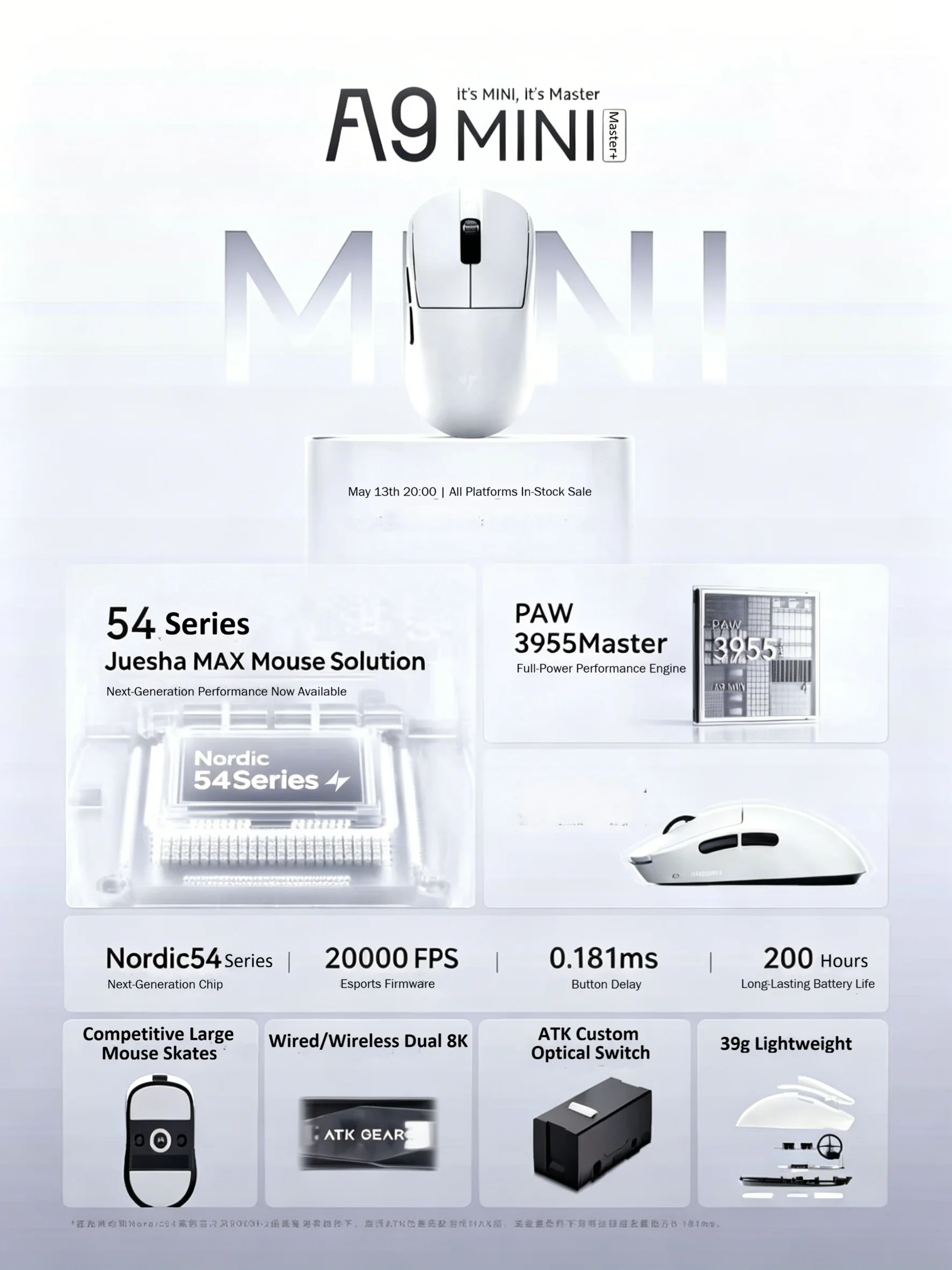 ATK A9 Mini Master Plus PAW395 - Esports Gaming Mouse Wireless review and price