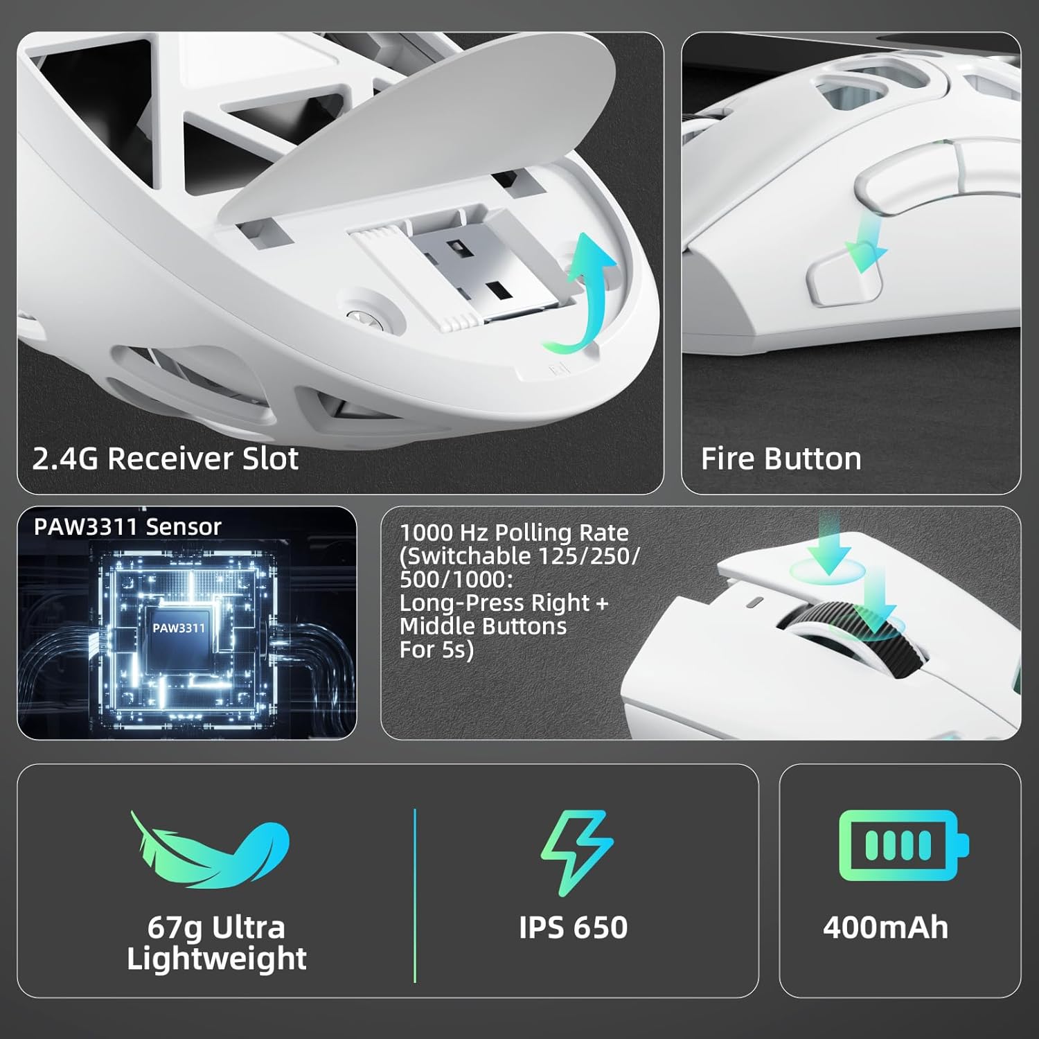 AULA SC620 Wireless Mouse Wire - Esports Gaming Mouse Weight Adjustable review and price
