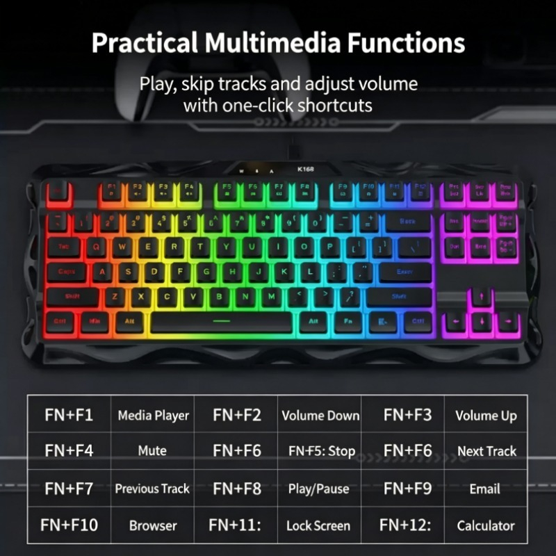 K168 87 Keys Wired Gaming Keyb - Esports Gaming Competition review and price